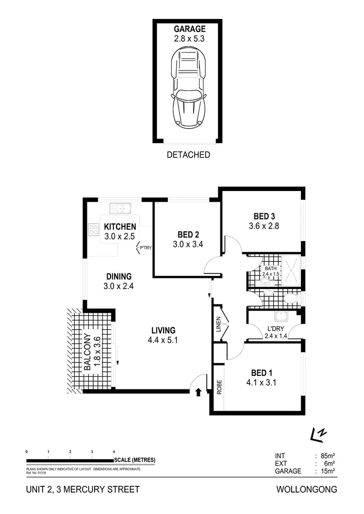 Floorplan of Homely unit listing, 2/3 Mercury Street, Wollongong NSW 2500