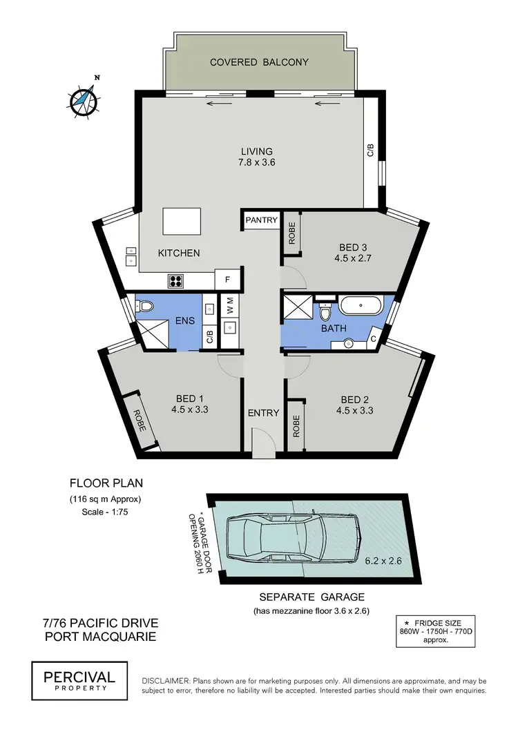 Floorplan of Homely unit listing, 7/76 Pacific Drive, Port Macquarie NSW 2444
