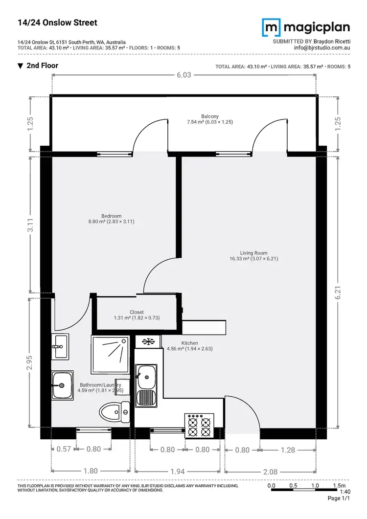 Floorplan of Homely apartment listing, 14/24 Onslow Street, South Perth WA 6151