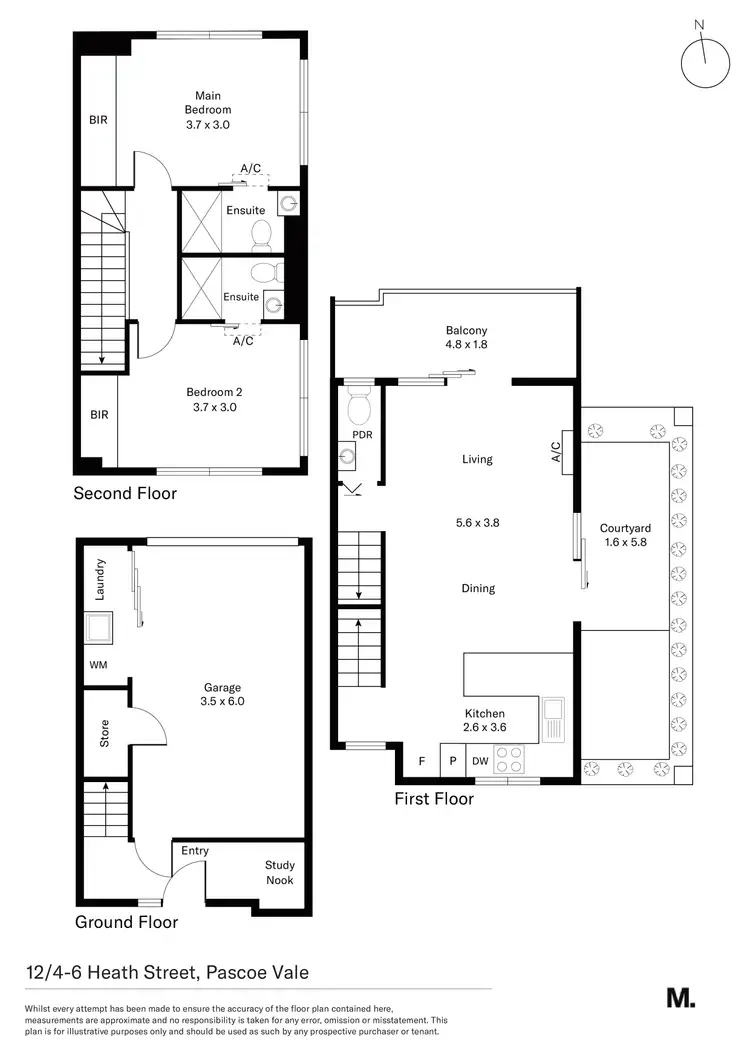 Floorplan of Homely townhouse listing, 12/4-6 Heath Street, Pascoe Vale VIC 3044