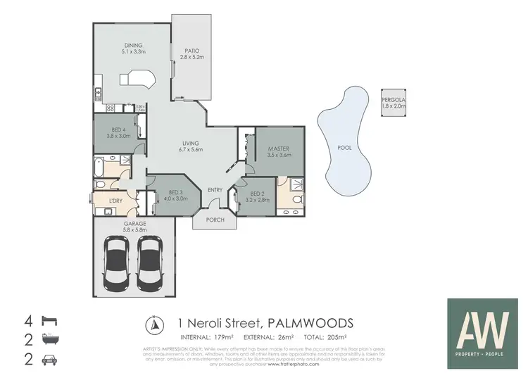 Floorplan of Homely house listing, 1 Neroli Street, Palmwoods QLD 4555