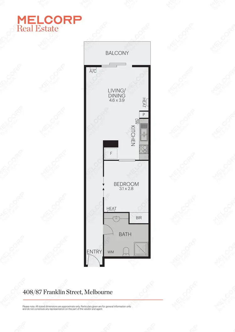 Floorplan of Homely apartment listing, 408/87 Franklin Street, Melbourne VIC 3000