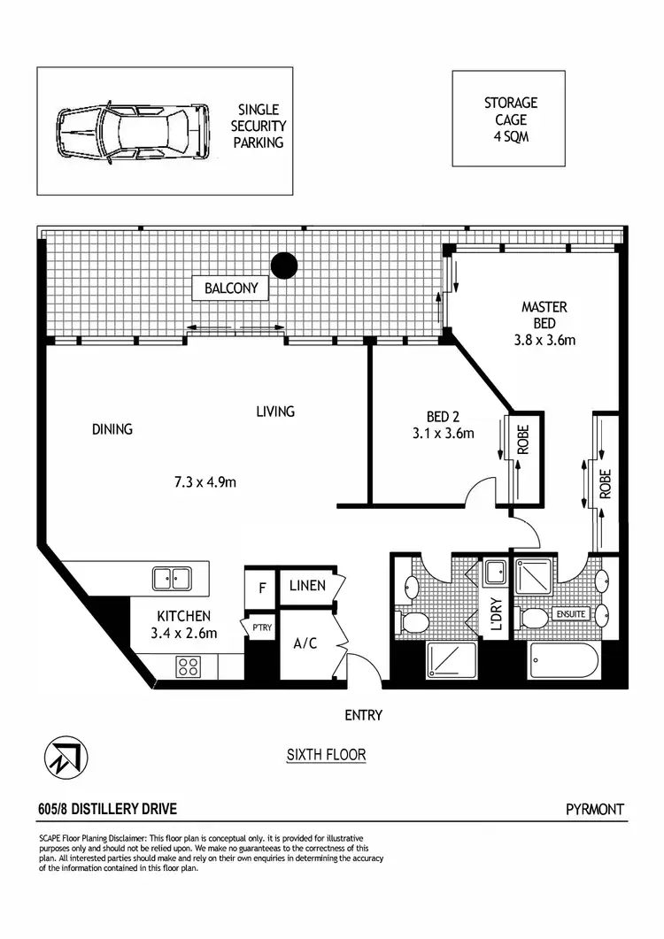 Floorplan of Homely apartment listing, 605/8 Distillery Drive, Pyrmont NSW 2009