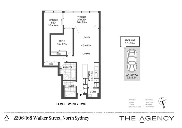 Floorplan of Homely apartment listing, 2206/168 Walker Street, North Sydney NSW 2060