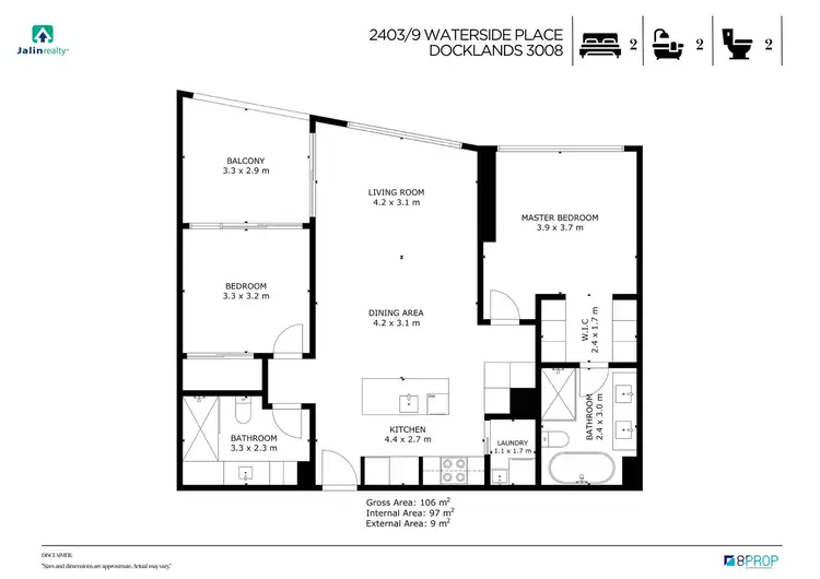 Floorplan of Homely apartment listing, 2403/9 Waterside Place, Docklands VIC 3008