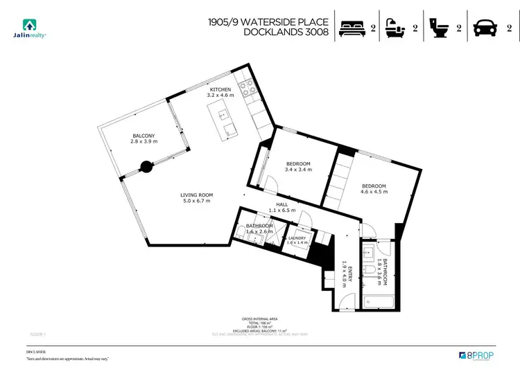 Floorplan of Homely apartment listing, 1905/9 Waterside Place, Docklands VIC 3008
