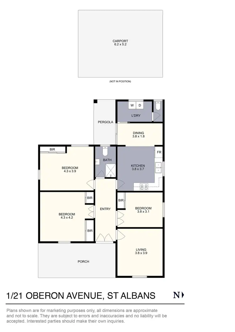 Floorplan of Homely unit listing, 1/21 Oberon Avenue, St Albans VIC 3021