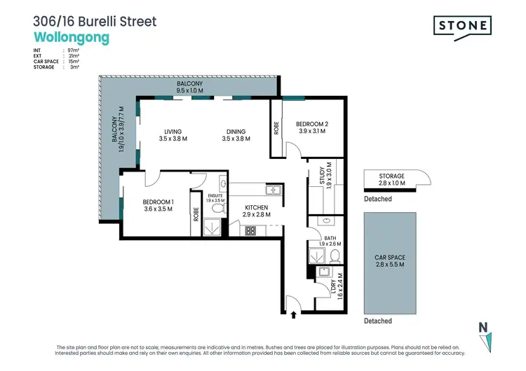 Floorplan of Homely apartment listing, 306/16 Burelli Street, Wollongong NSW 2500