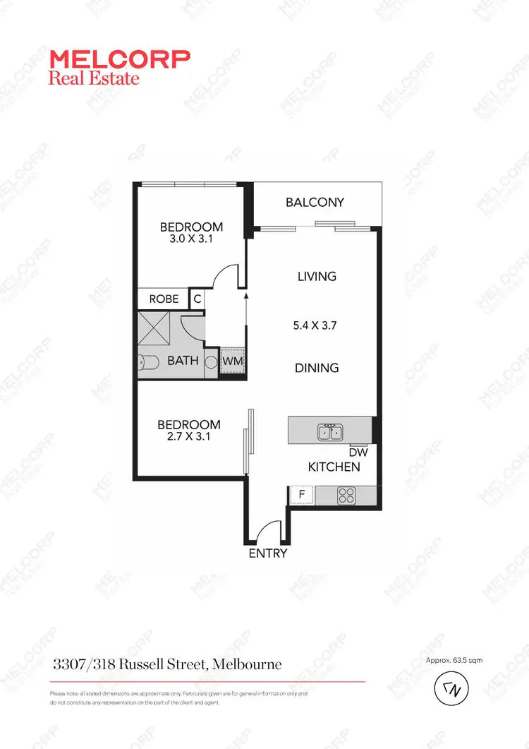 Floorplan of Homely apartment listing, 3307/318 Russell Street, Melbourne VIC 3000