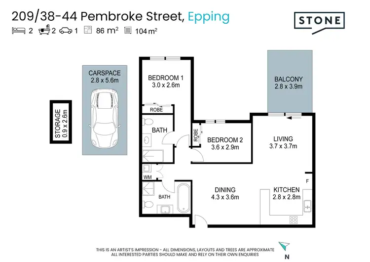 Floorplan of Homely apartment listing, 209/38-44 Pembroke Street, Epping NSW 2121