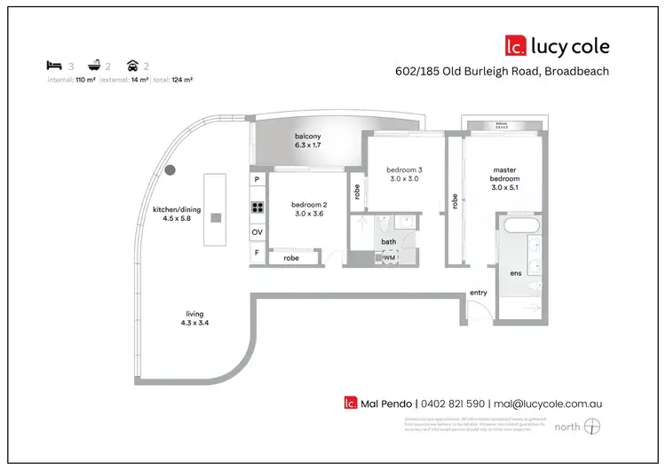 Floorplan of Homely apartment listing, 602/185 Old Burleigh Road, Broadbeach QLD 4218