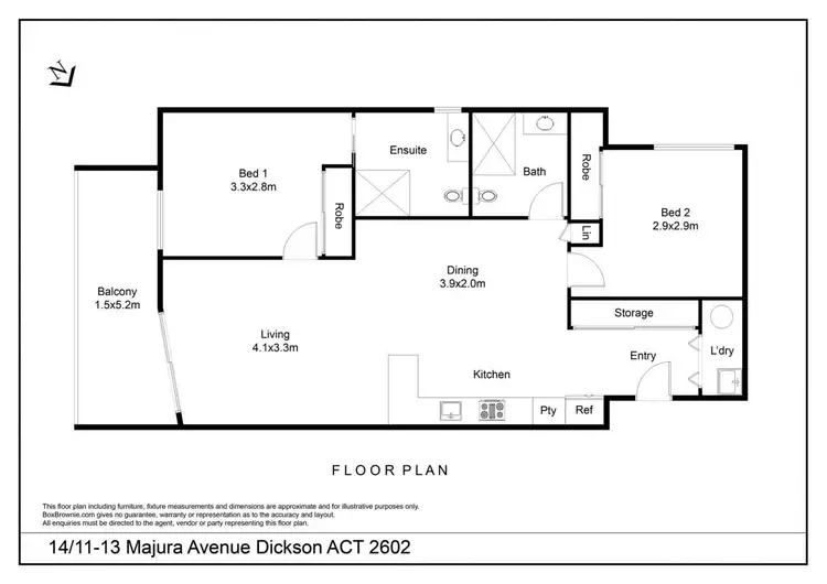 Floorplan of Homely apartment listing, 14/11-13 Majura Avenue, Dickson ACT 2602
