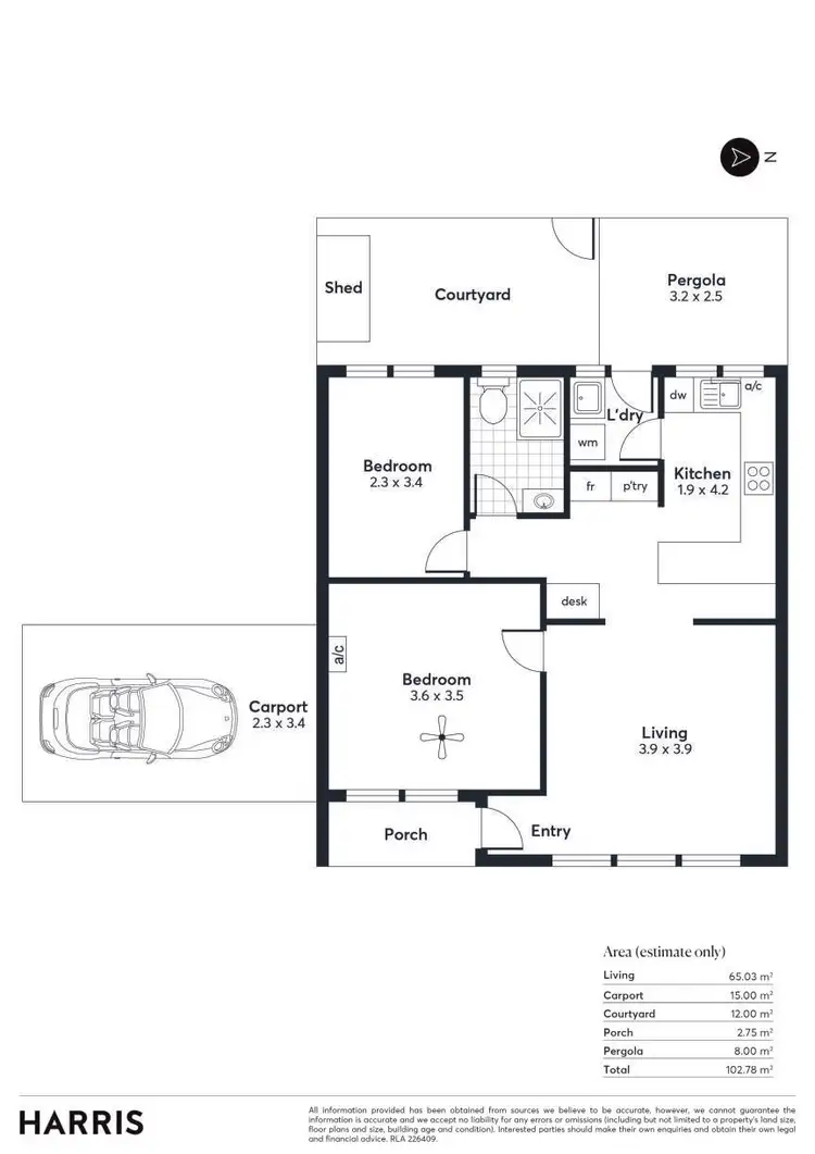 Floorplan of Homely unit listing, 1/5 Walkley Avenue, Warradale SA 5046