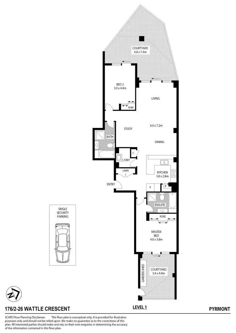 Floorplan of Homely apartment listing, 176/2-26 Wattle Crescent, Pyrmont NSW 2009