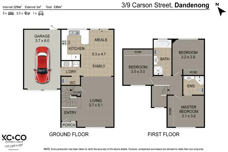 Floorplan of Homely townhouse listing, 3/9 Carson Street, Dandenong VIC 3175