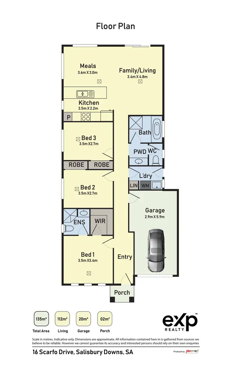 Floorplan of Homely house listing, 16 Scarfo Drive, Salisbury Downs SA 5108