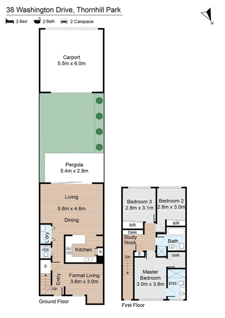 Floorplan of Homely townhouse listing, 38 Washington Drive, Thornhill Park VIC 3335