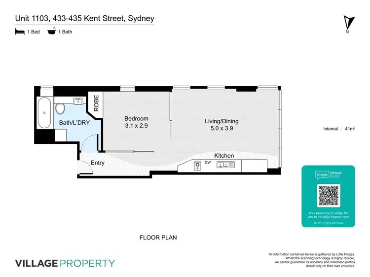 Floorplan of Homely apartment listing, 1103/433-435 Kent Street, Sydney NSW 2000