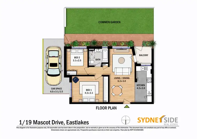 Floorplan of Homely apartment listing, 1/19 Mascot Drive, Eastlakes NSW 2018