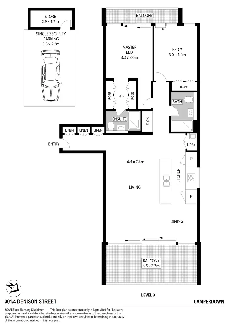Floorplan of Homely apartment listing, 301/4 Denison Street, Camperdown NSW 2050