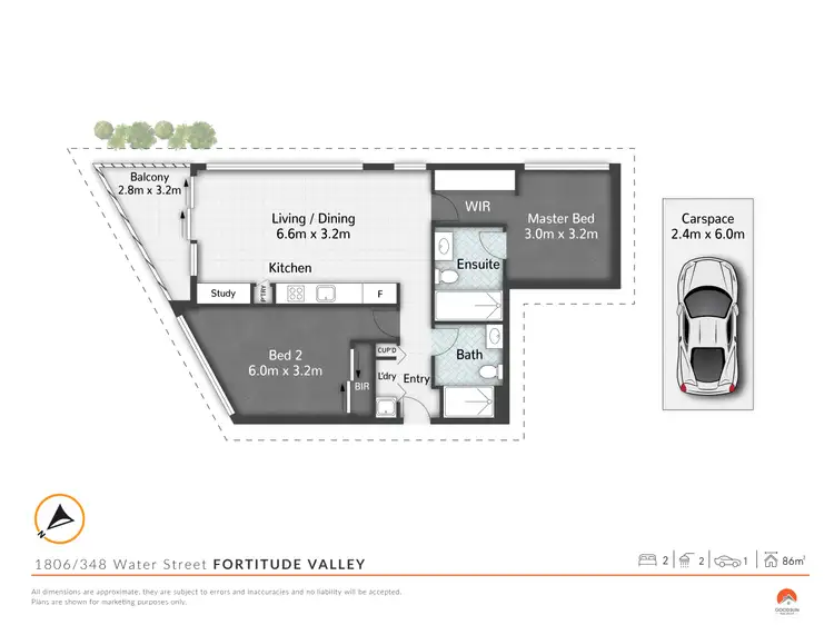 Floorplan of Homely apartment listing, 1806/348 Water Street, Fortitude Valley QLD 4006