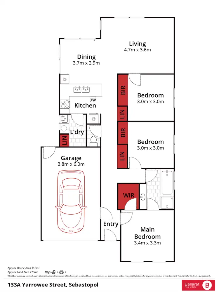 Floorplan of Homely unit listing, 133A Yarrowee Street, Sebastopol VIC 3356