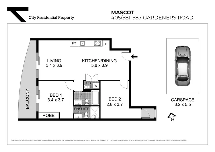 Floorplan of Homely apartment listing, 405/581-587 Gardeners Road, Mascot NSW 2020