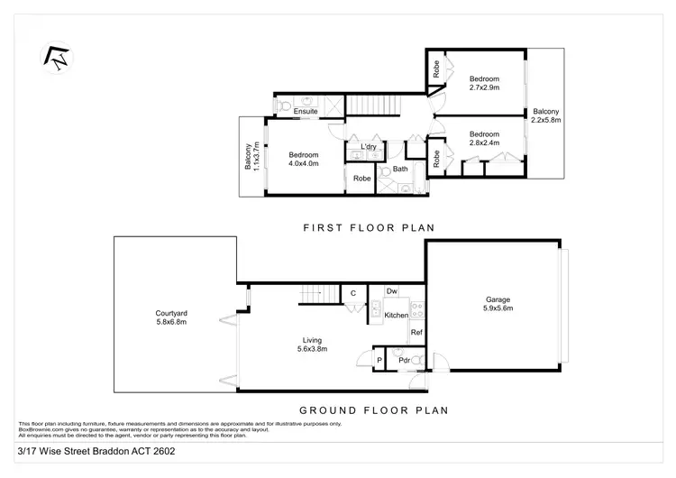Floorplan of Homely townhouse listing, 3/17 Wise Street, Braddon ACT 2612