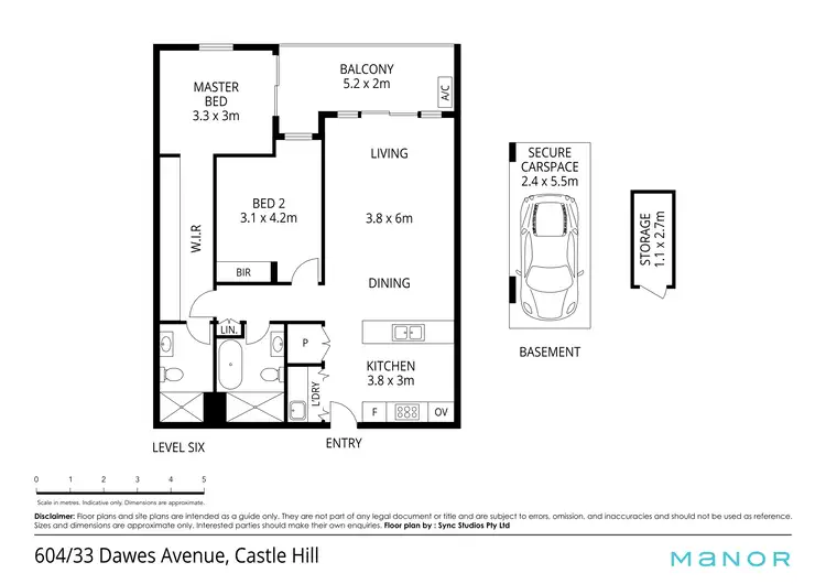 Floorplan of Homely apartment listing, 604/33 Dawes Avenue, Castle Hill NSW 2154