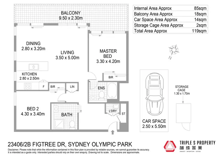 Floorplan of Homely apartment listing, 23406/2B Figtree Drive, Sydney Olympic Park NSW 2127