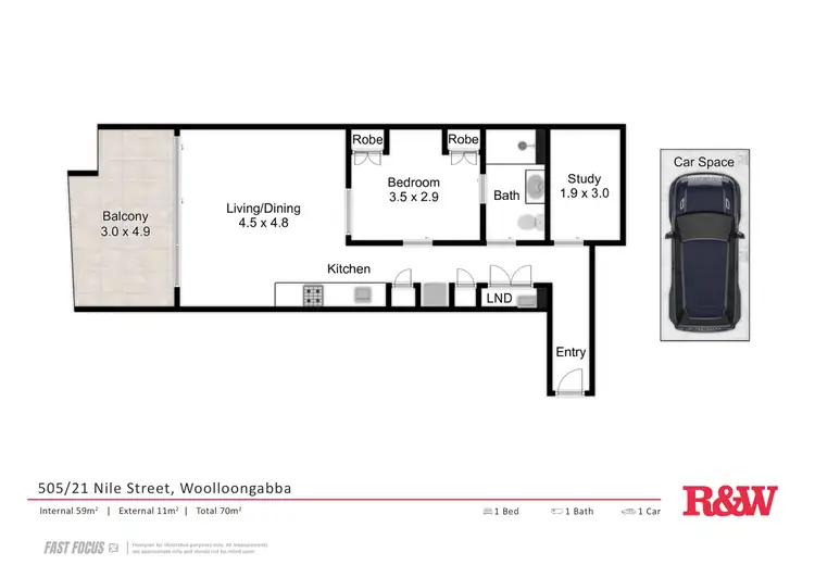 Floorplan of Homely apartment listing, 505/21 Nile Street, Woolloongabba QLD 4102