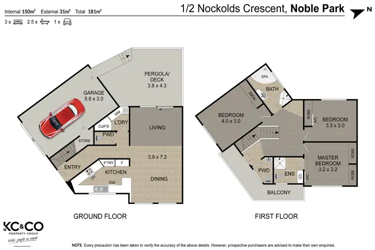 Floorplan of Homely townhouse listing, 1/2 Nockolds Crescent, Noble Park VIC 3174