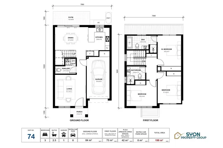 Floorplan of Homely townhouse listing, 74/19 Kensington Park Road, Riverstone NSW 2765