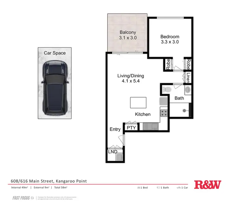 Floorplan of Homely apartment listing, 608/616 Main Street, Kangaroo Point QLD 4169