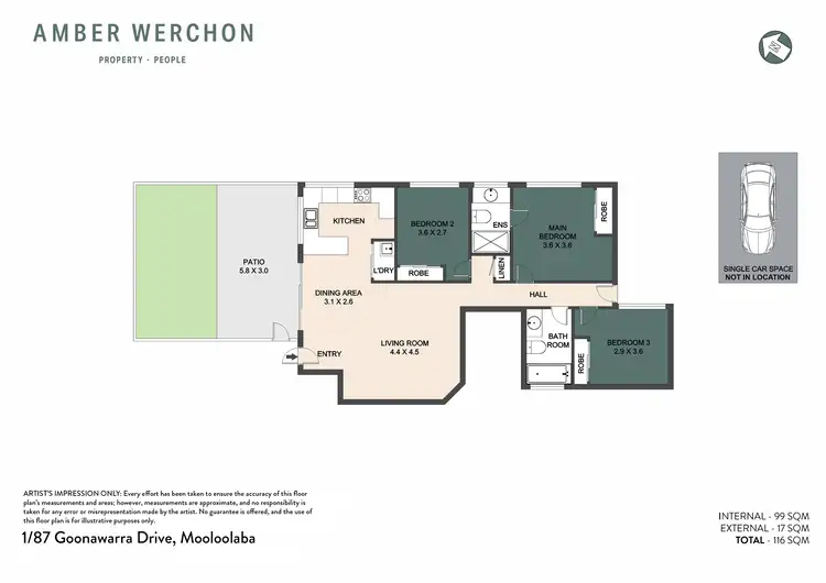 Floorplan of Homely unit listing, 1/87 Goonawarra Drive, Mooloolaba QLD 4557