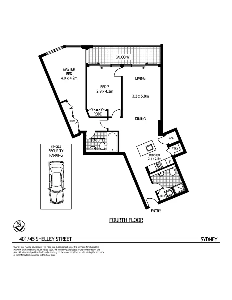 Floorplan of Homely apartment listing, 401/45-49 Shelley Street, Sydney NSW 2000