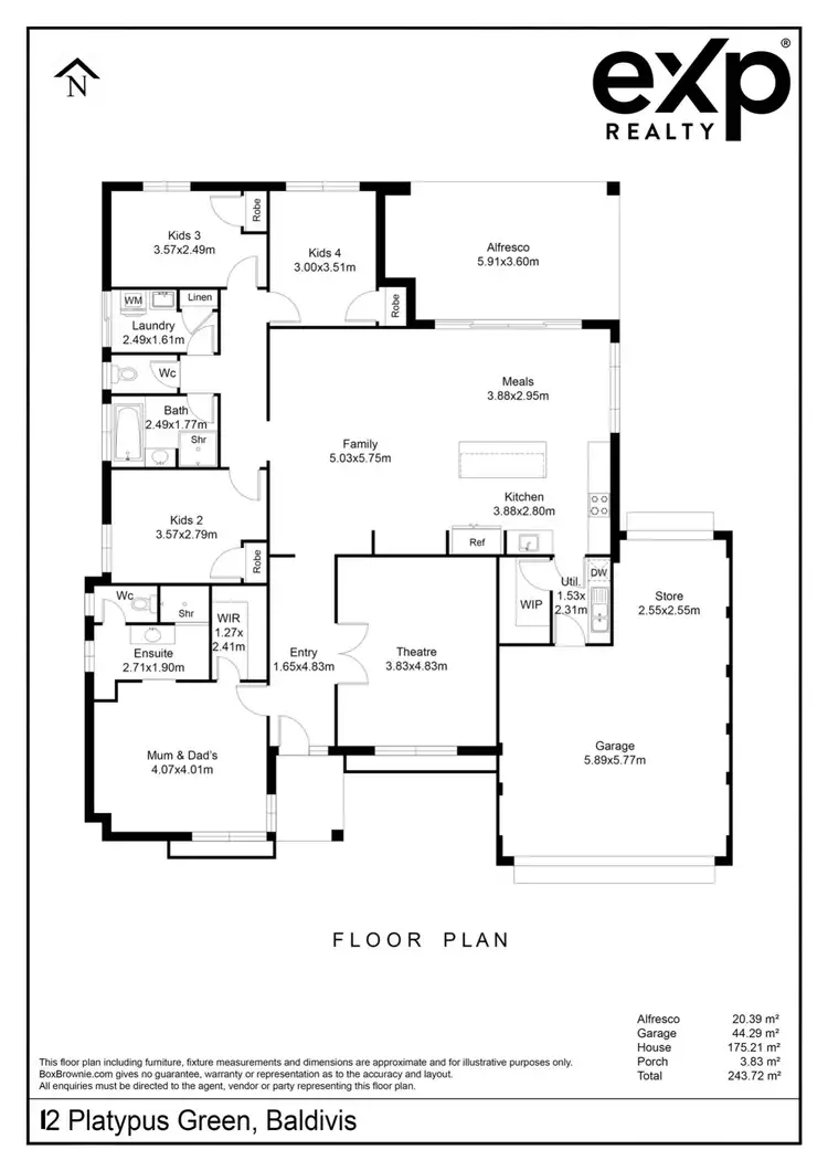 Floorplan of Homely house listing, 12 Platypus Green, Baldivis WA 6171