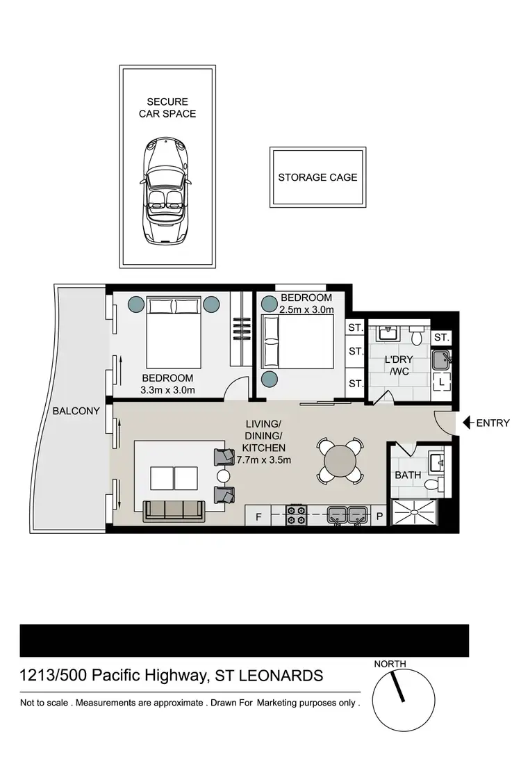 Floorplan of Homely apartment listing, 1213/500 Pacific Highway, St Leonards NSW 2065