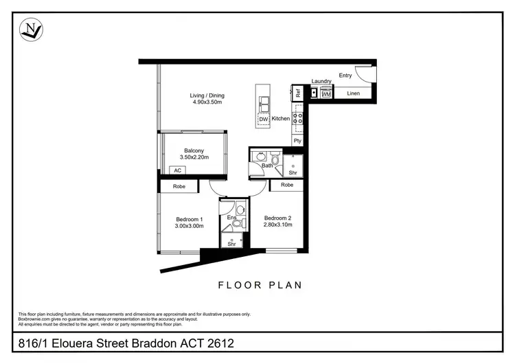 Floorplan of Homely apartment listing, 816/1 Elouera Street, Braddon ACT 2612