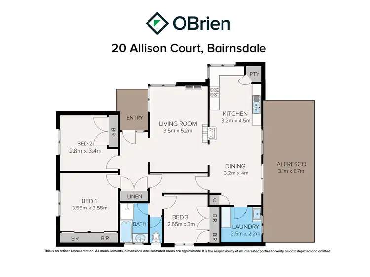 Floorplan of Homely house listing, 20 Allison Court, Bairnsdale VIC 3875