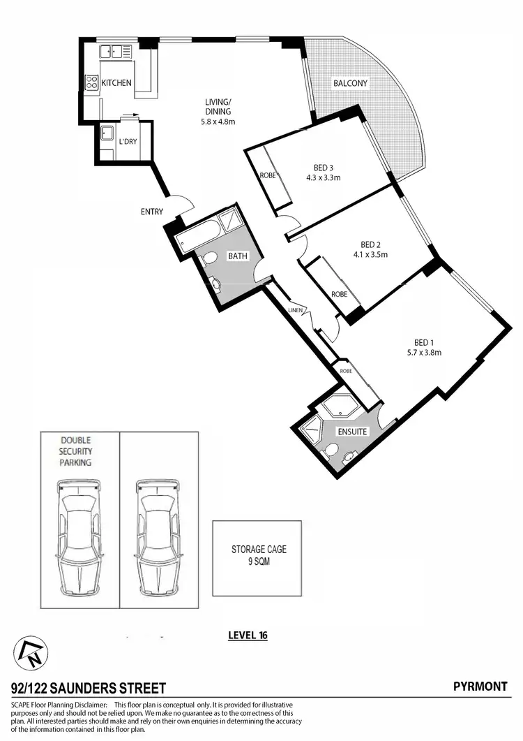 Floorplan of Homely apartment listing, 92/122 Saunders Street, Pyrmont NSW 2009