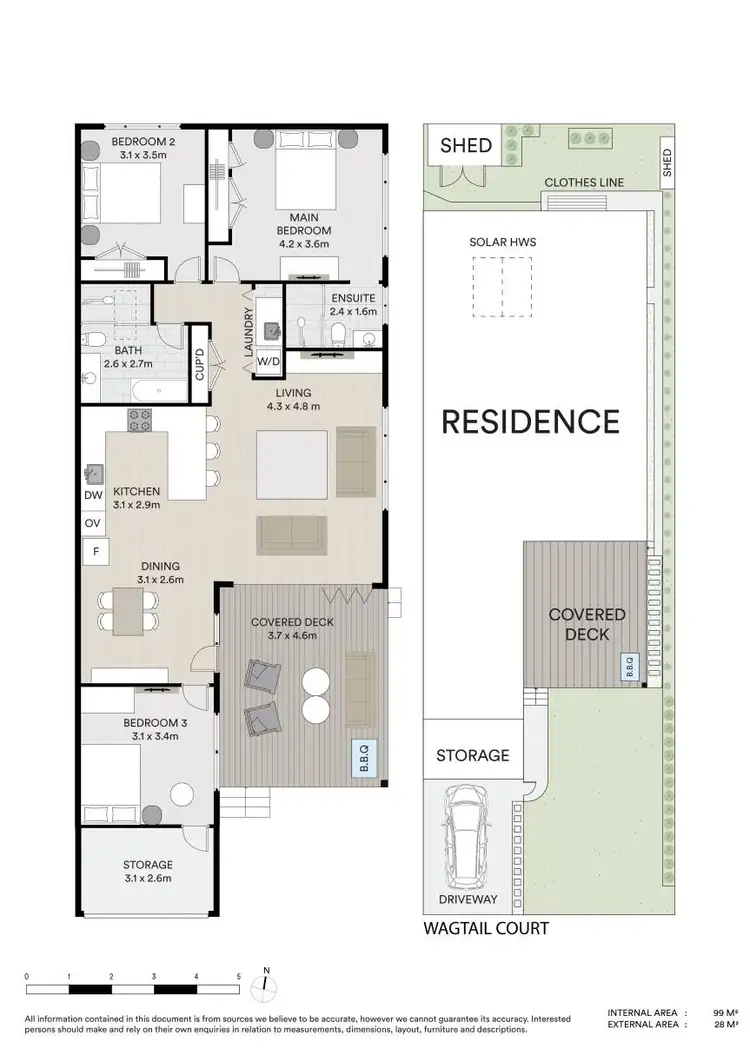Floorplan of Homely semi-detached listing, 2/7 Wagtail Court, Burleigh Waters QLD 4220