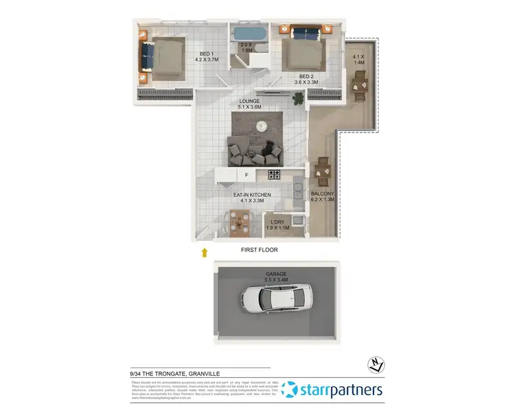 Floorplan of Homely unit listing, 9/34 The Trongate, Granville NSW 2142