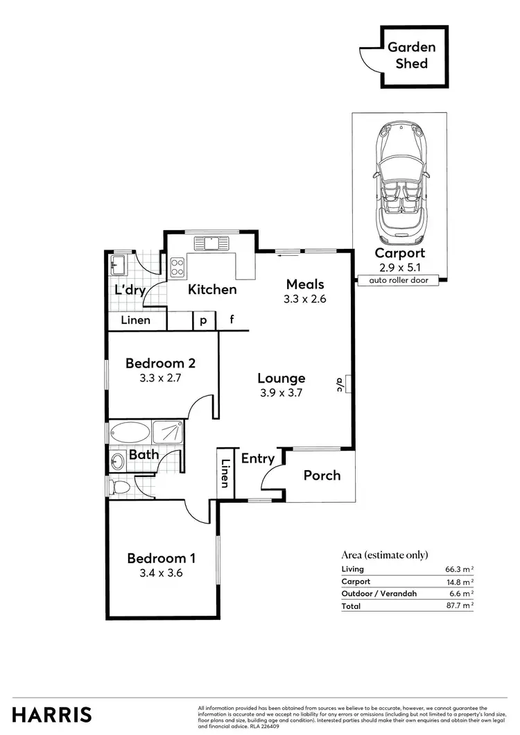 Floorplan of Homely unit listing, 3/13 Durham Terrace, Alberton SA 5014