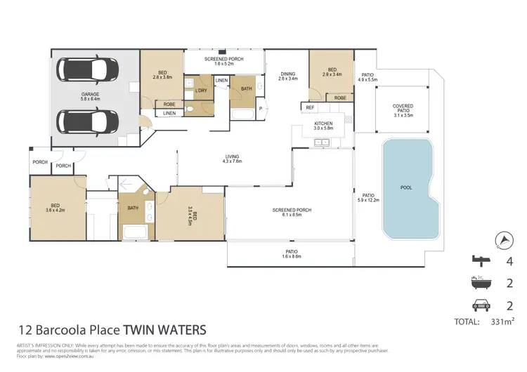 Floorplan of Homely house listing, 12 Barcoola Place, Twin Waters QLD 4564