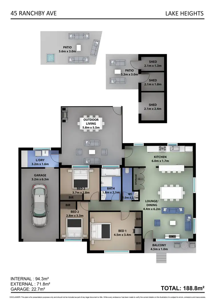 Floorplan of Homely house listing, 45 Ranchby Avenue, Lake Heights NSW 2502