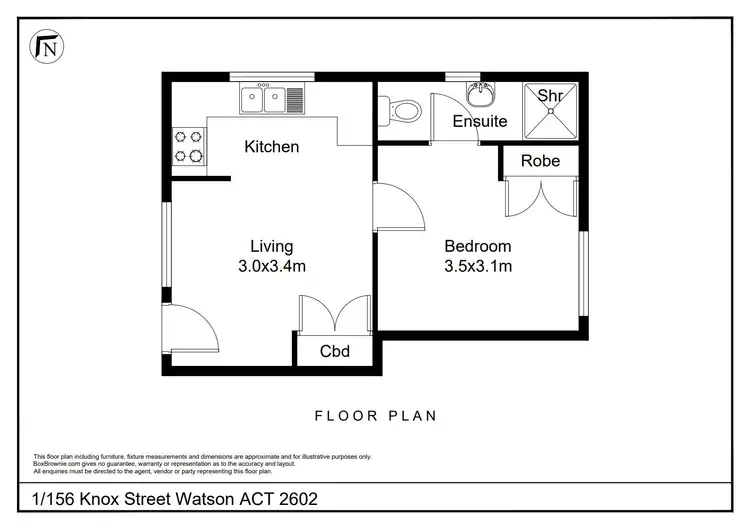 Floorplan of Homely apartment listing, 1/156 Knox Street, Watson ACT 2602