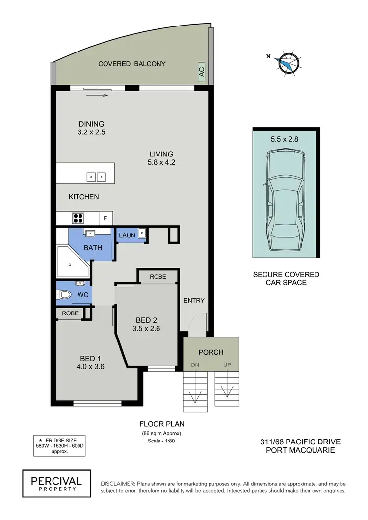 Floorplan of Homely unit listing, 311/68 Pacific Drive, Port Macquarie NSW 2444