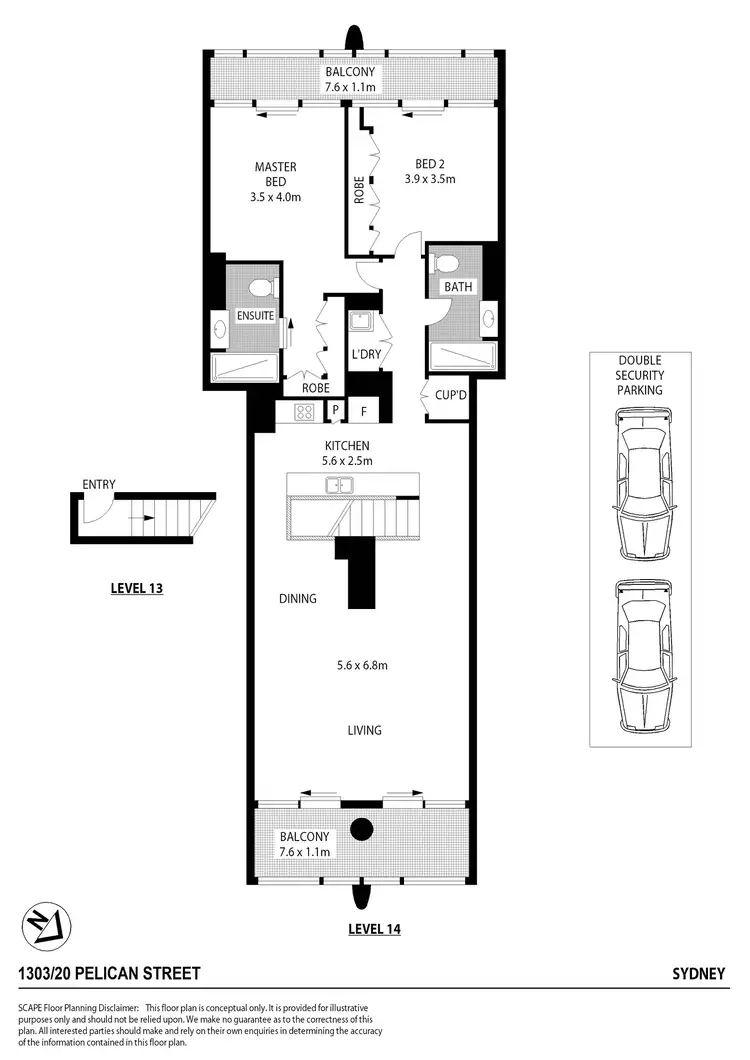Floorplan of Homely apartment listing, 1303/20 Pelican Street, Surry Hills NSW 2010