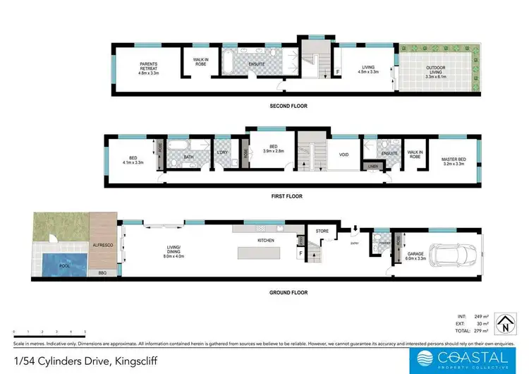Floorplan of Homely semi-detached listing, 1/54 Cylinders Drive, Kingscliff NSW 2487